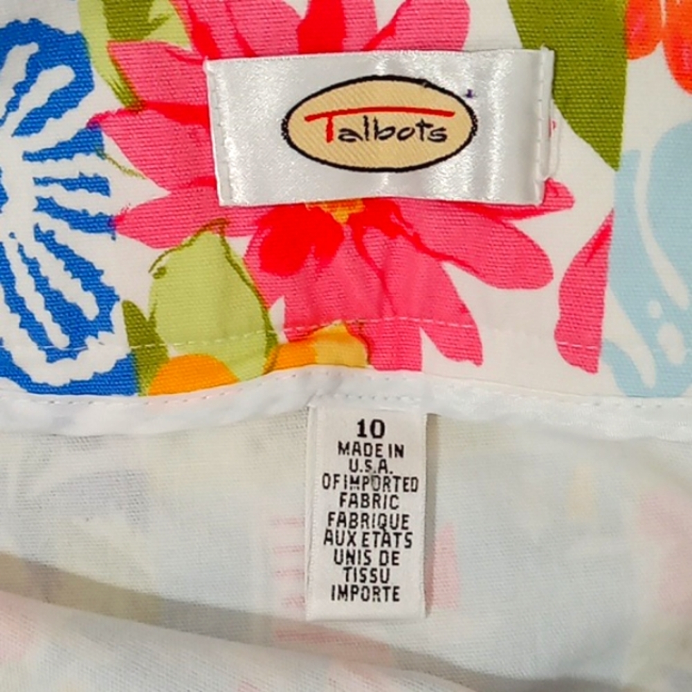 Talbots Tropical Patchwork Print A-line Skirt Cotton Canvas Stretch Sz 10 - Picture 10 of 12